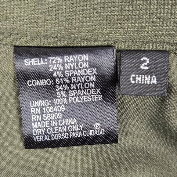 Gianni Bini Size 2 Olive Green Circle Mini Skirt Black Waist Accent Side Zip - Picture 4 of 8